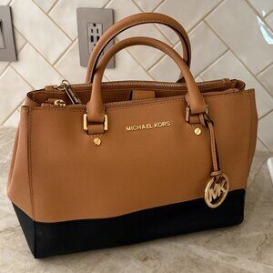Michael Kors tan & black satchel
